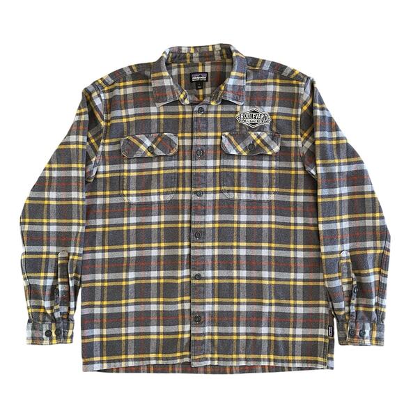 Patagonia Mens Fjord Plaid Flannel Shirt L Boulevard Brewing Co Organic Button - Picture 11 of 11